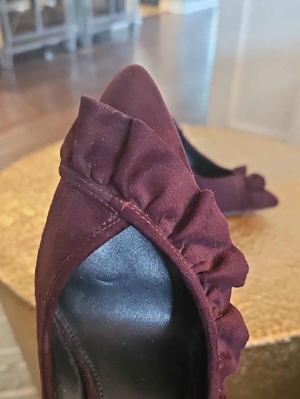 BCBGeneration Plum Ruffle Pointed-Toe Pumps - Picture 4 of 5